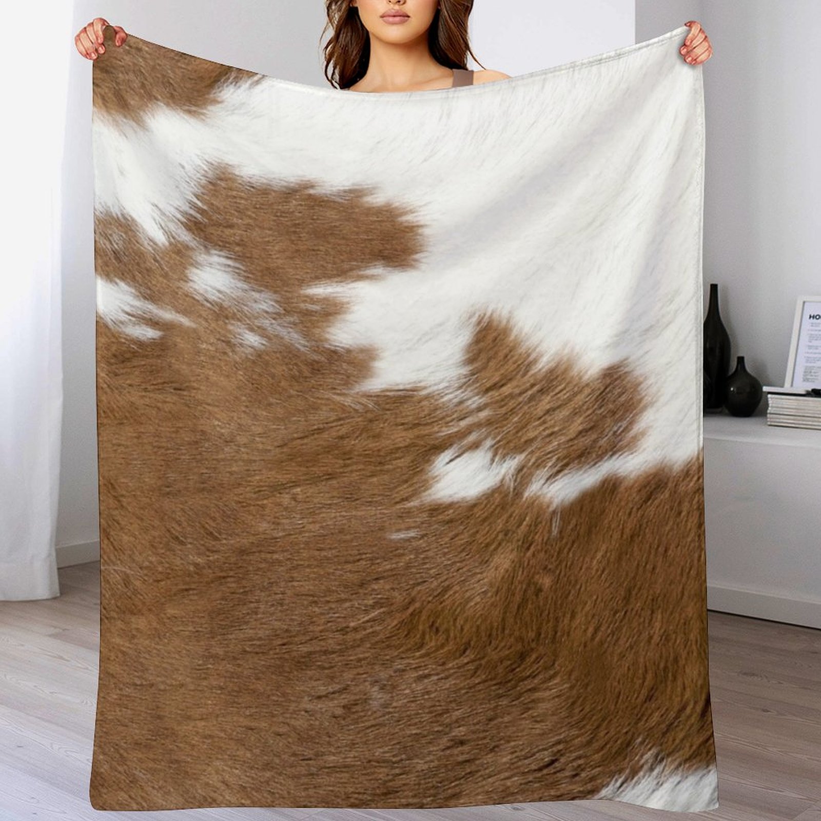 Cow Hide Brown & White Throw B - Anime Cosplay Idea review and price